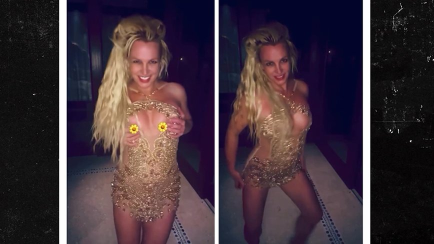 Britney Spears Turns Up the Heat with Sheer Gold Dress and Sunflower Surprise!