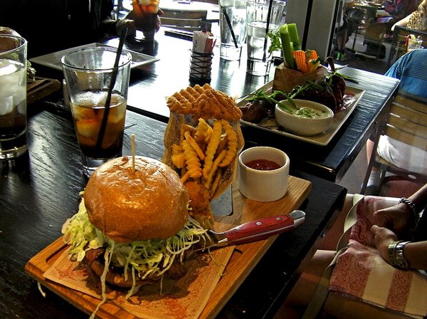 Guy Fieri's Vegas Kitchen & Bar - burger and wings.jpg