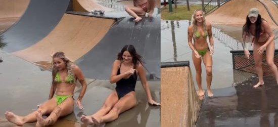 OnlyFans Models Transform Skatepark into Sensual Slip ’n Slide