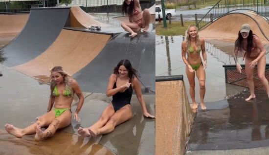 OnlyFans Models Transform Skatepark into Sensual Slip ’n Slide
